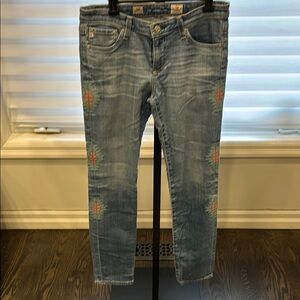 AG Embroidered ‘Stilt Cigarette Leg’ Denim Jeans
